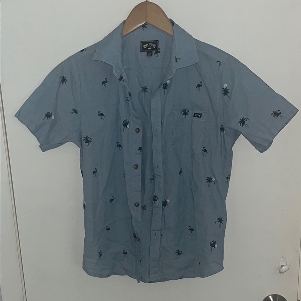 Billabong Blue Palm Tree Button Down Shirt